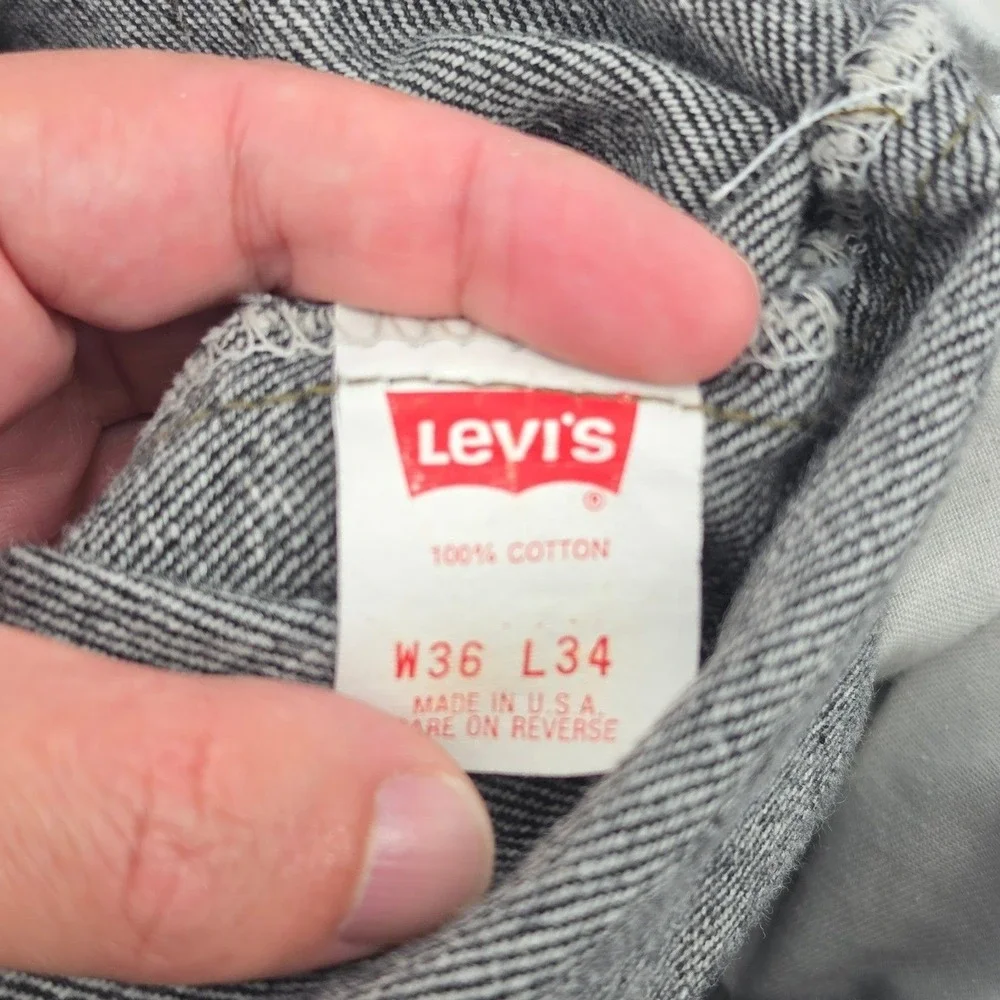 90s Vintage Levis 505 Black Acid Wash Jeans Mens 36x34 Made in USA April 1990